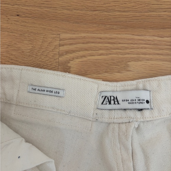 Zara The Alma Wide Leg Beige Jeans - Picture 3 of 3